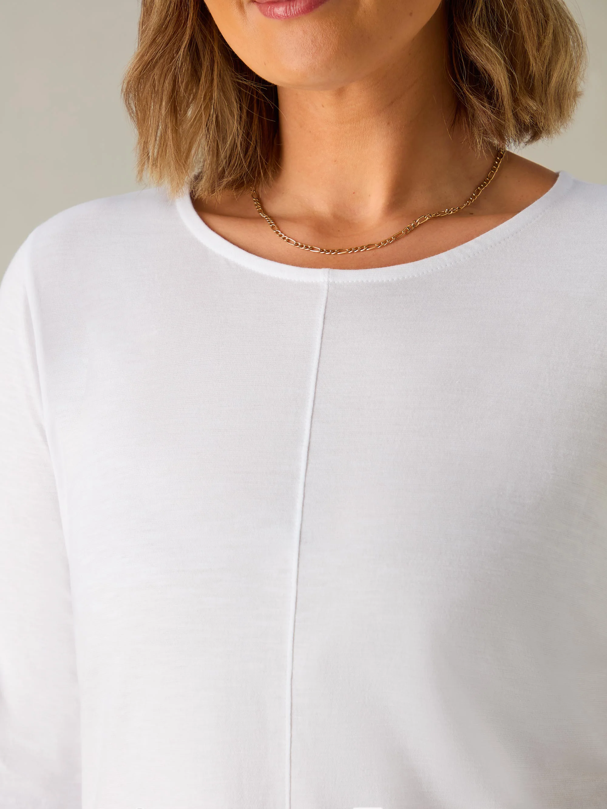 White Cotton Slub Round Neck T-Shirt - Image 4