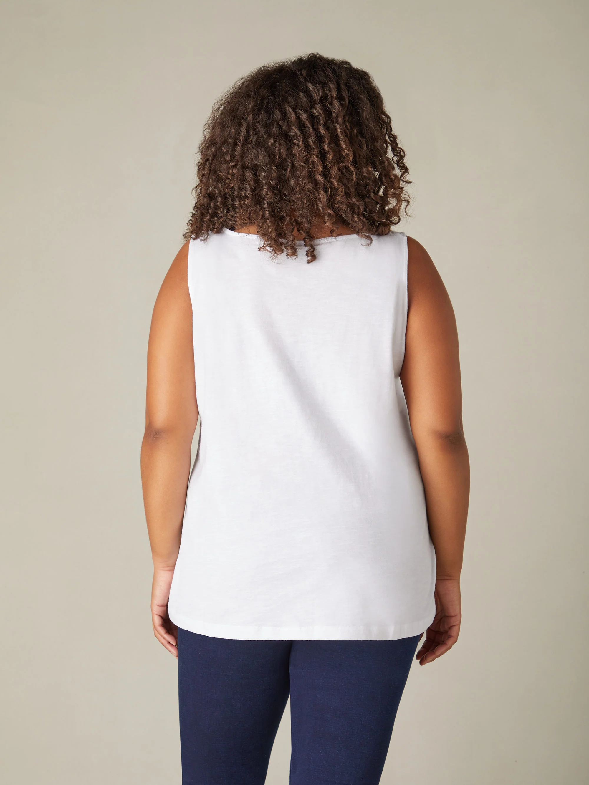 White Cotton Slub Round Neck Vest - Image 3