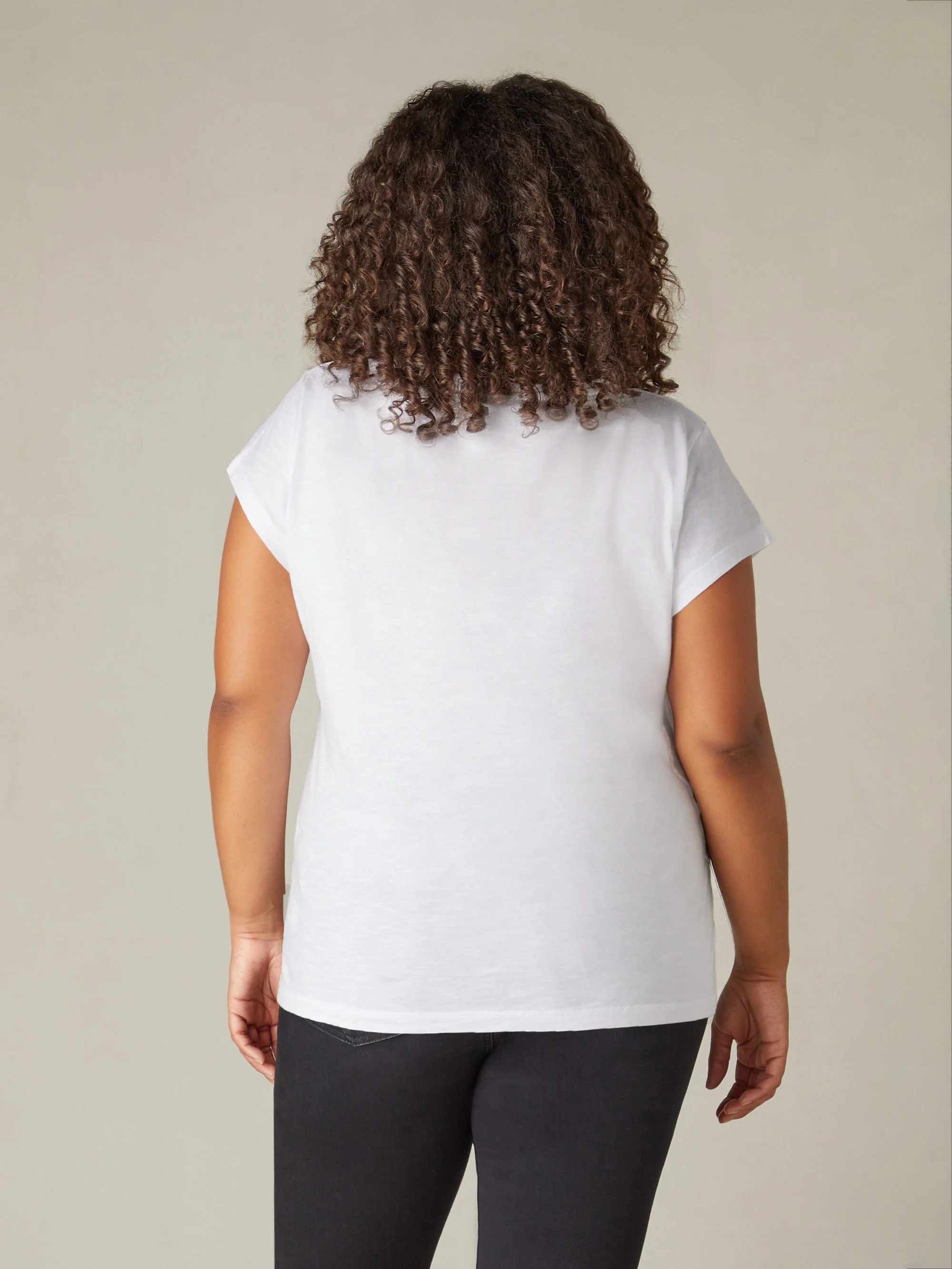 White Cotton Slub Scoop Neck T-Shirt - Image 5