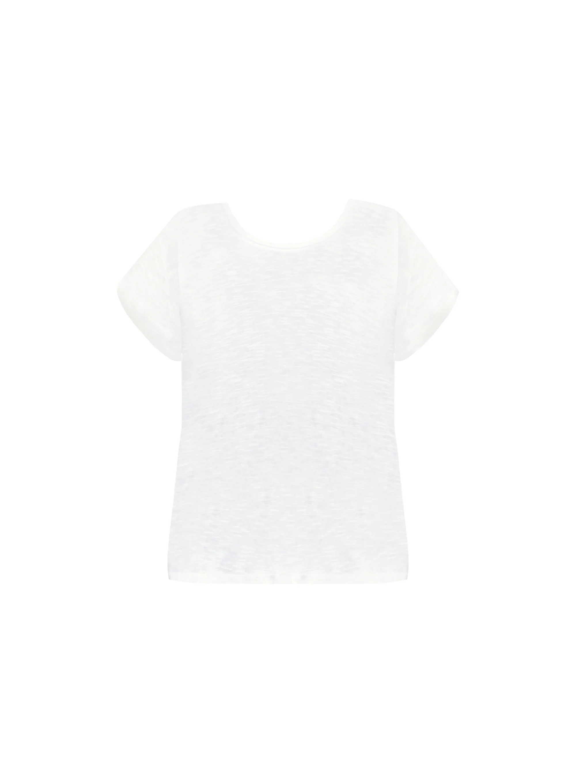 White Cotton Slub Scoop Neck T-Shirt - Image 7