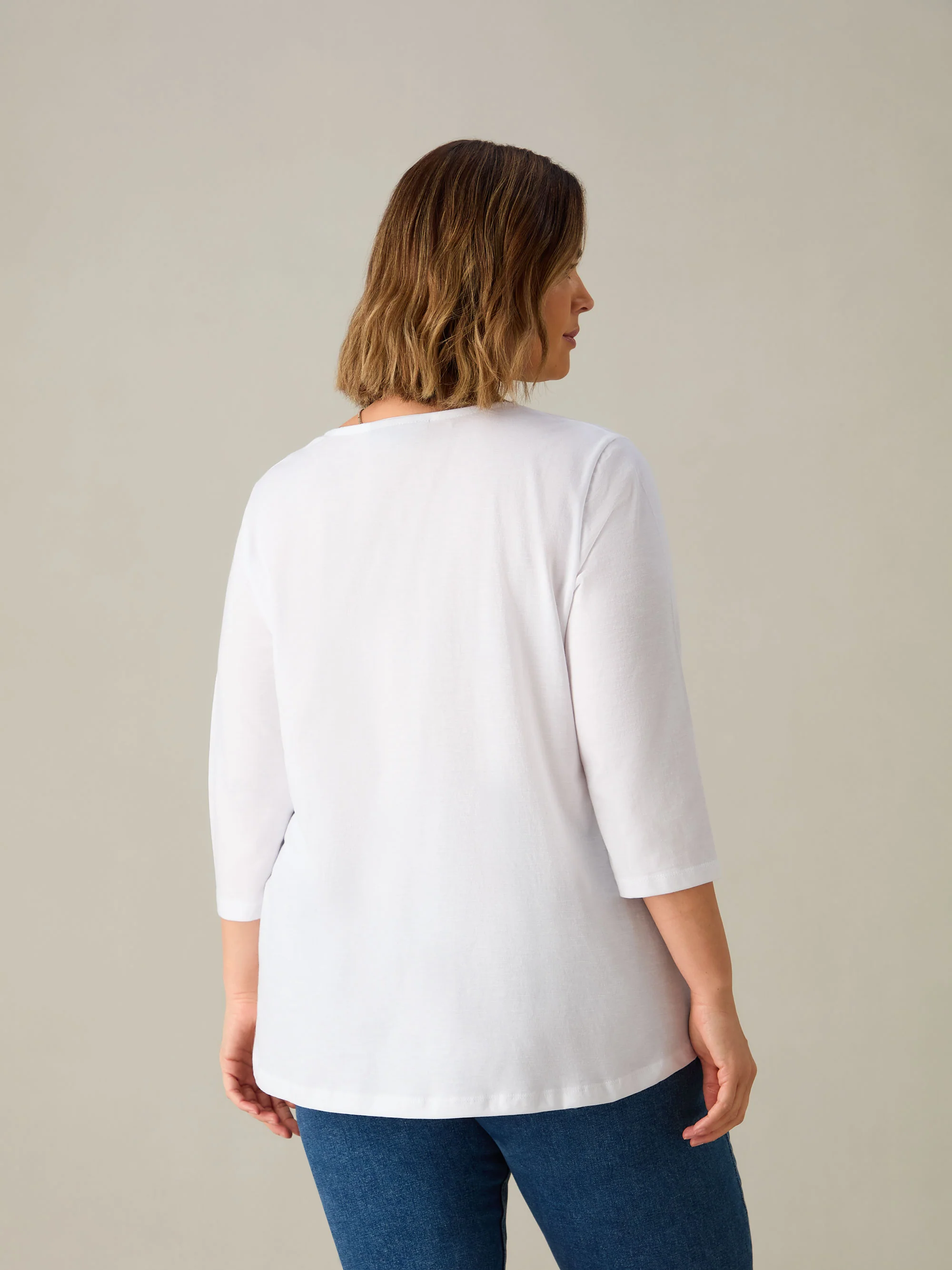 White Cotton Slub Swing Tunic Top - Image 2