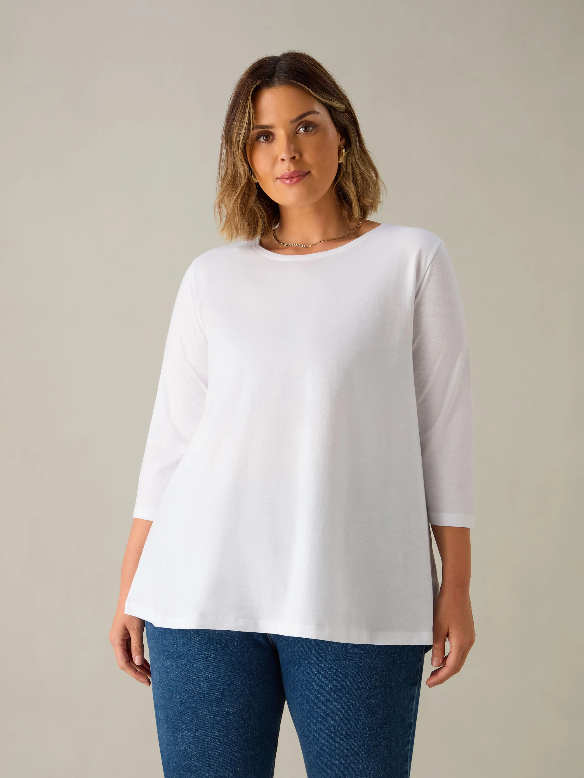 White Cotton Slub Swing Tunic Top - Image 3