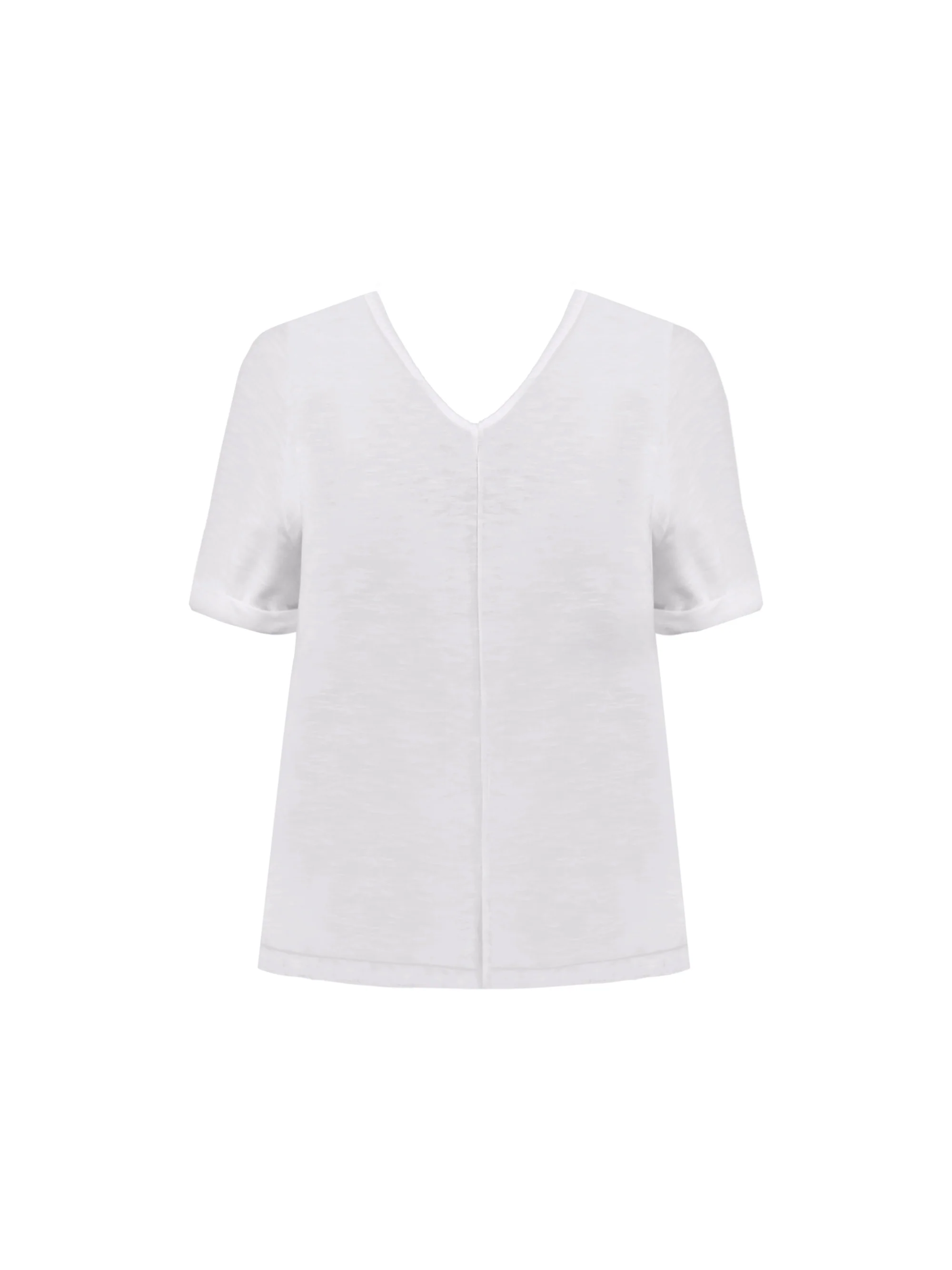White Cotton Slub V-Neck T-shirt - Image 4