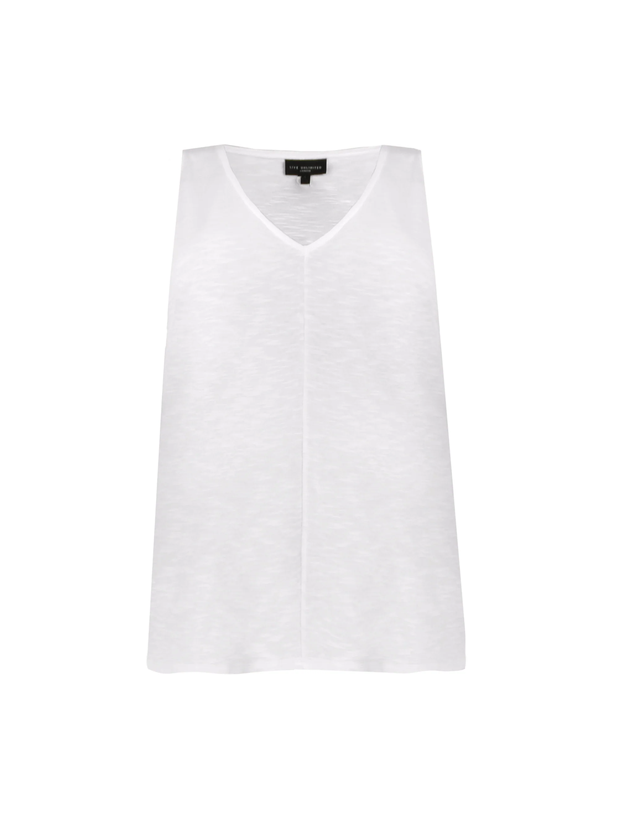 White Cotton Slub V-Neck Vest - Image 4