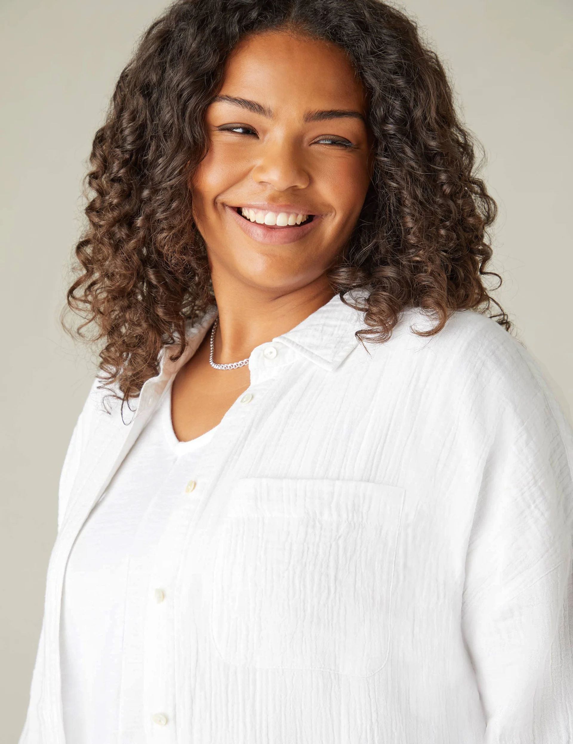 White Cotton Textured Maxi Shirt - Image 4