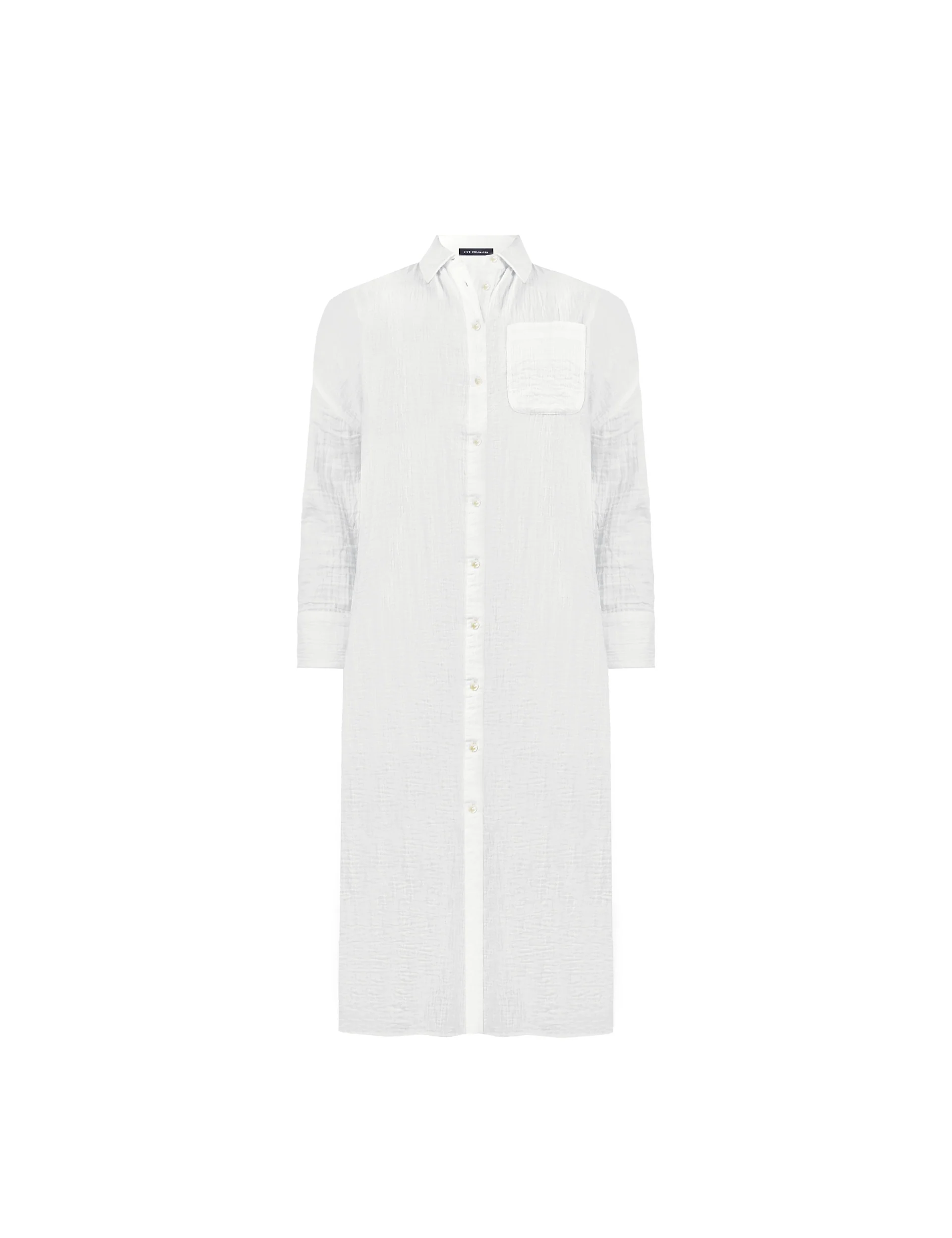 White Cotton Textured Maxi Shirt - Image 7