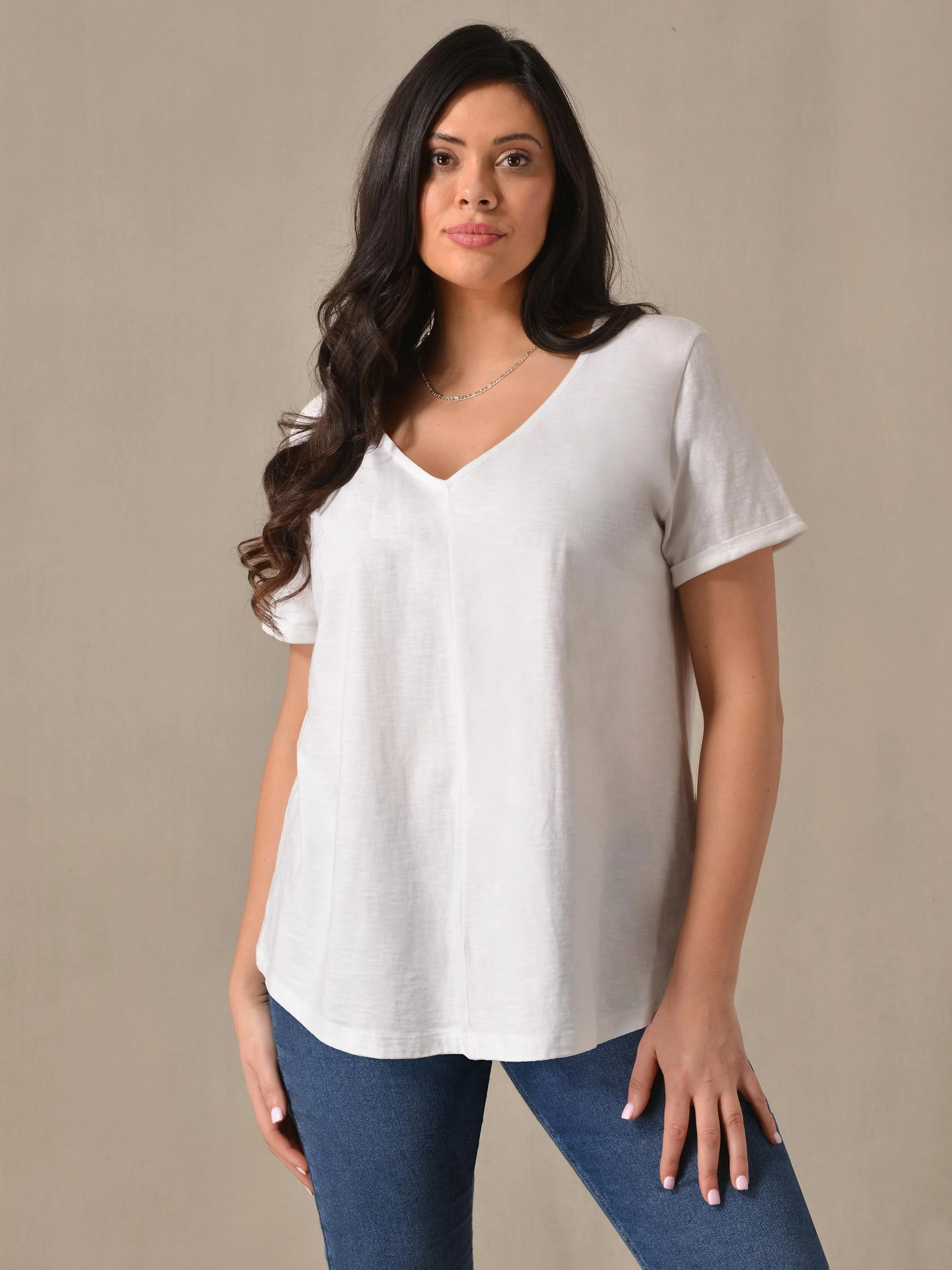 White Cotton Textured Short Sleeve Tee - Image 2