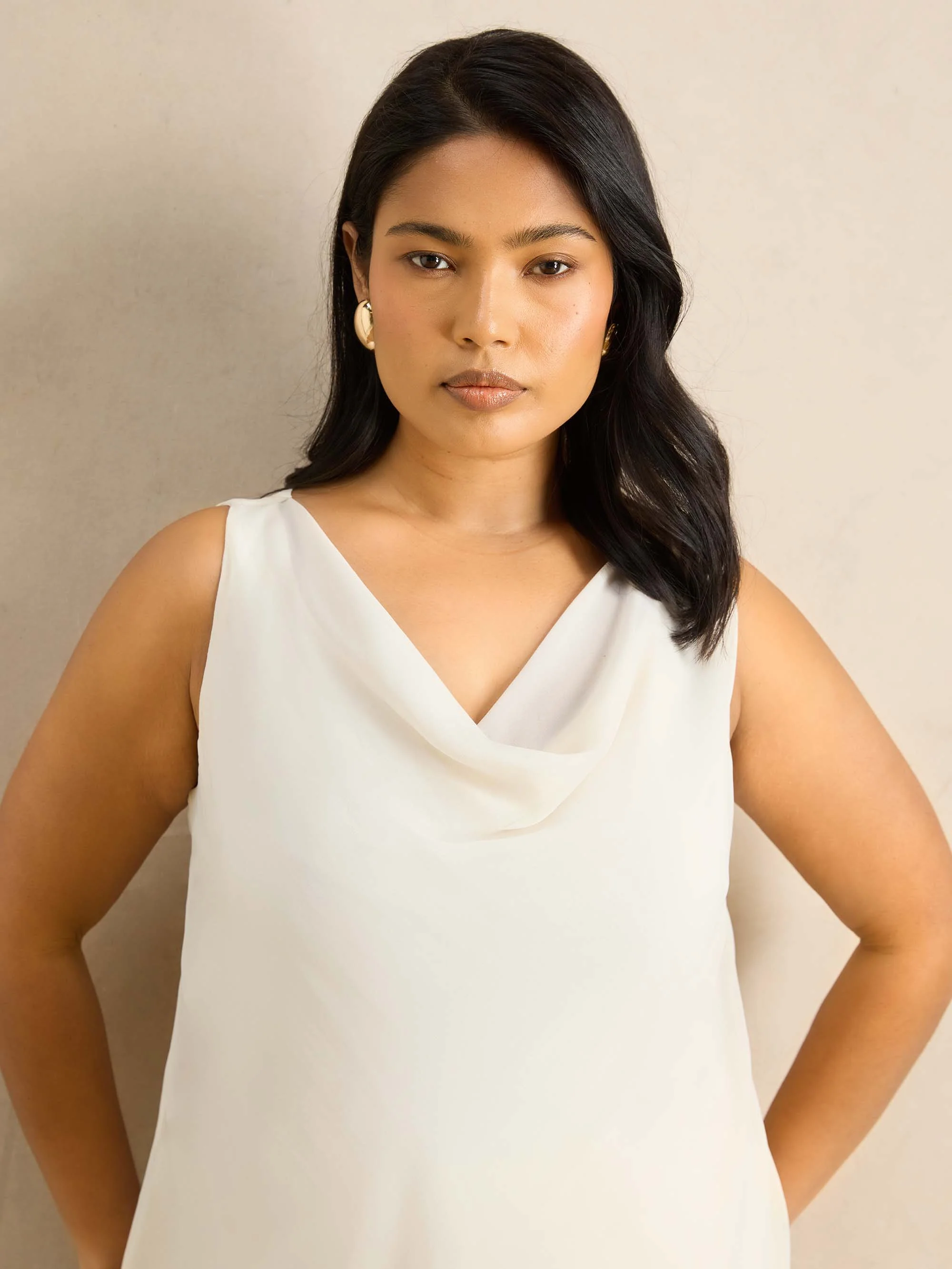 Ivory Cowl Neck Vest - Image 3