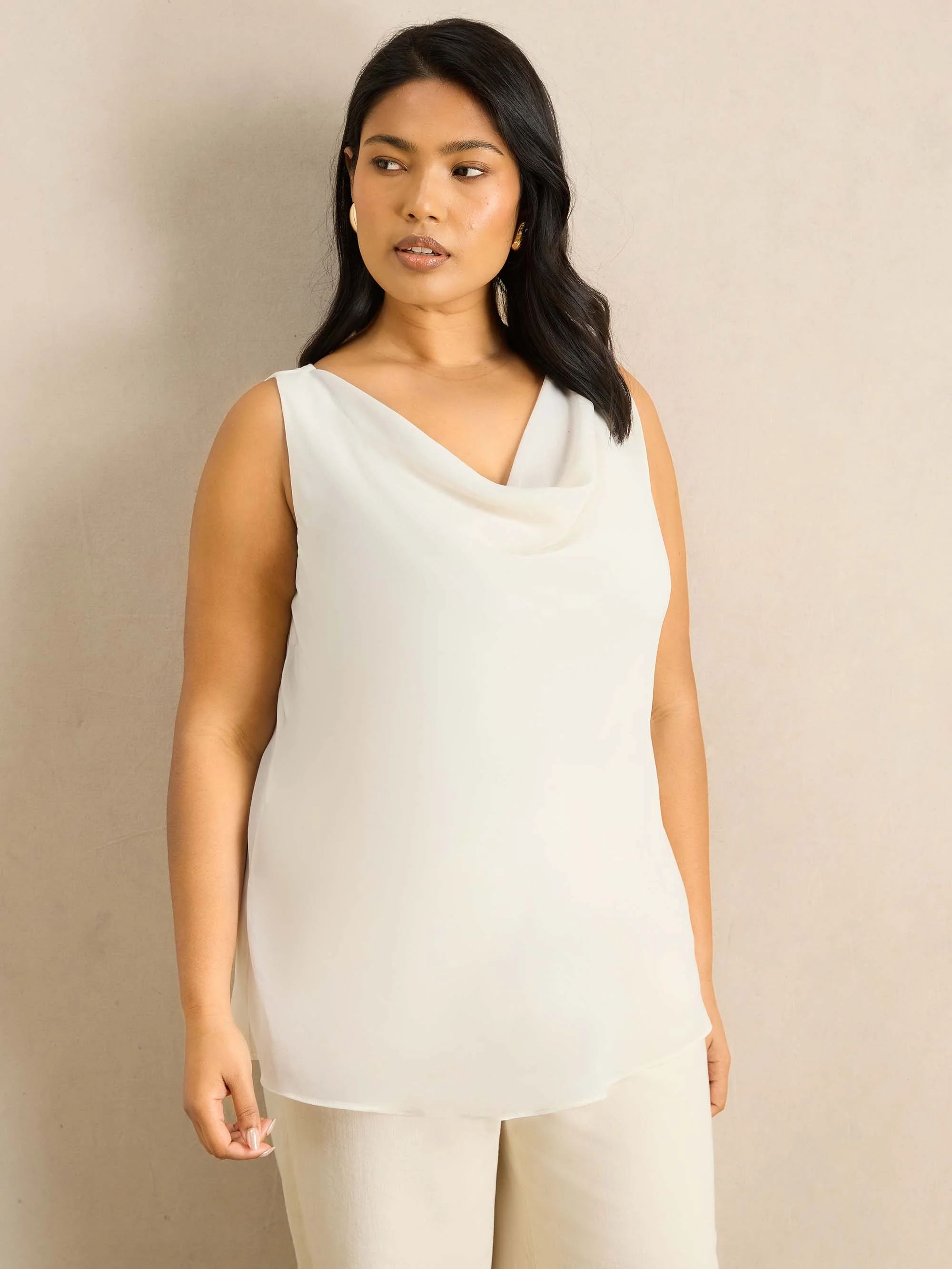 Ivory Cowl Neck Vest - Image 4