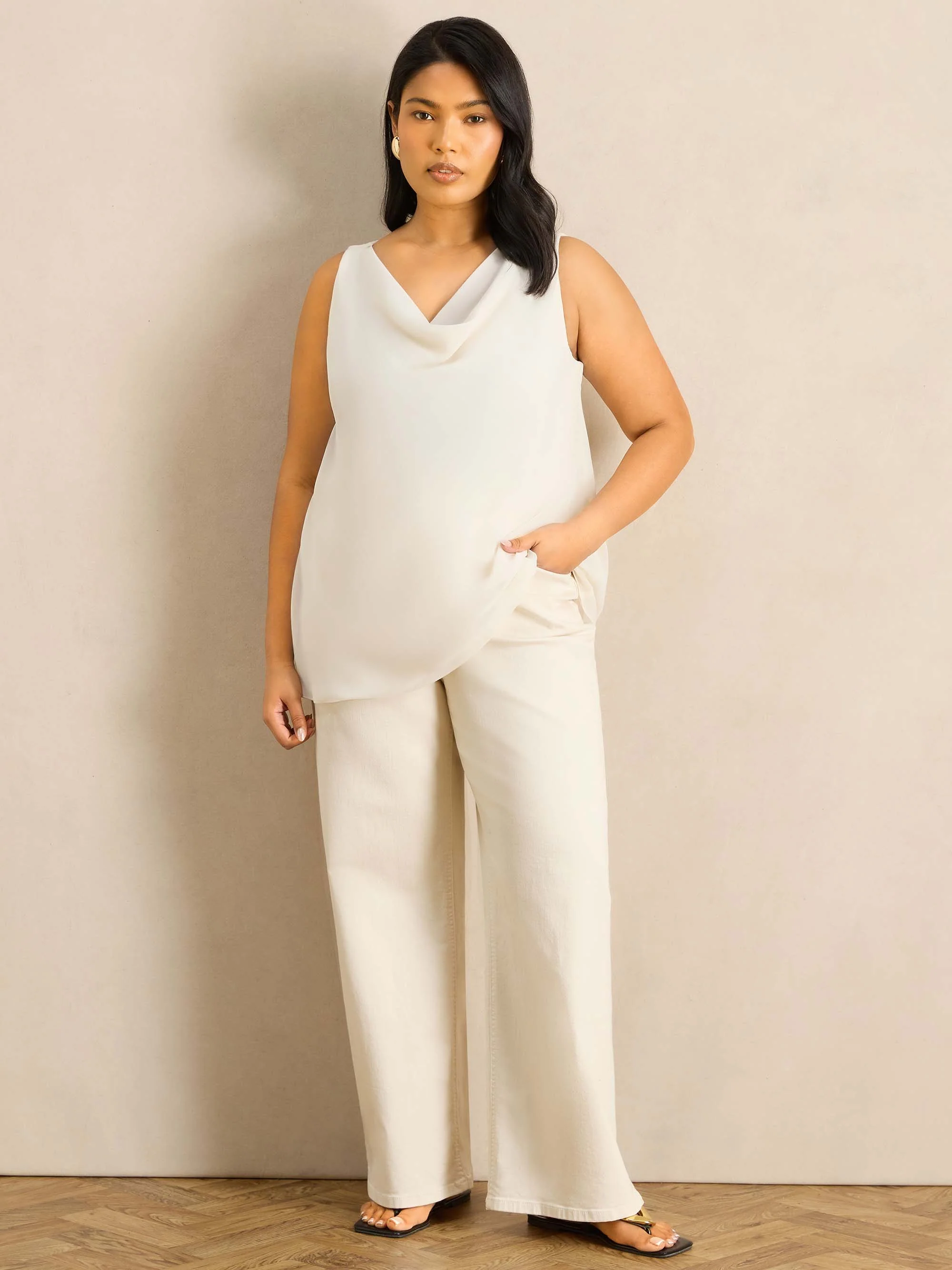 Ivory Cowl Neck Vest - Image 6