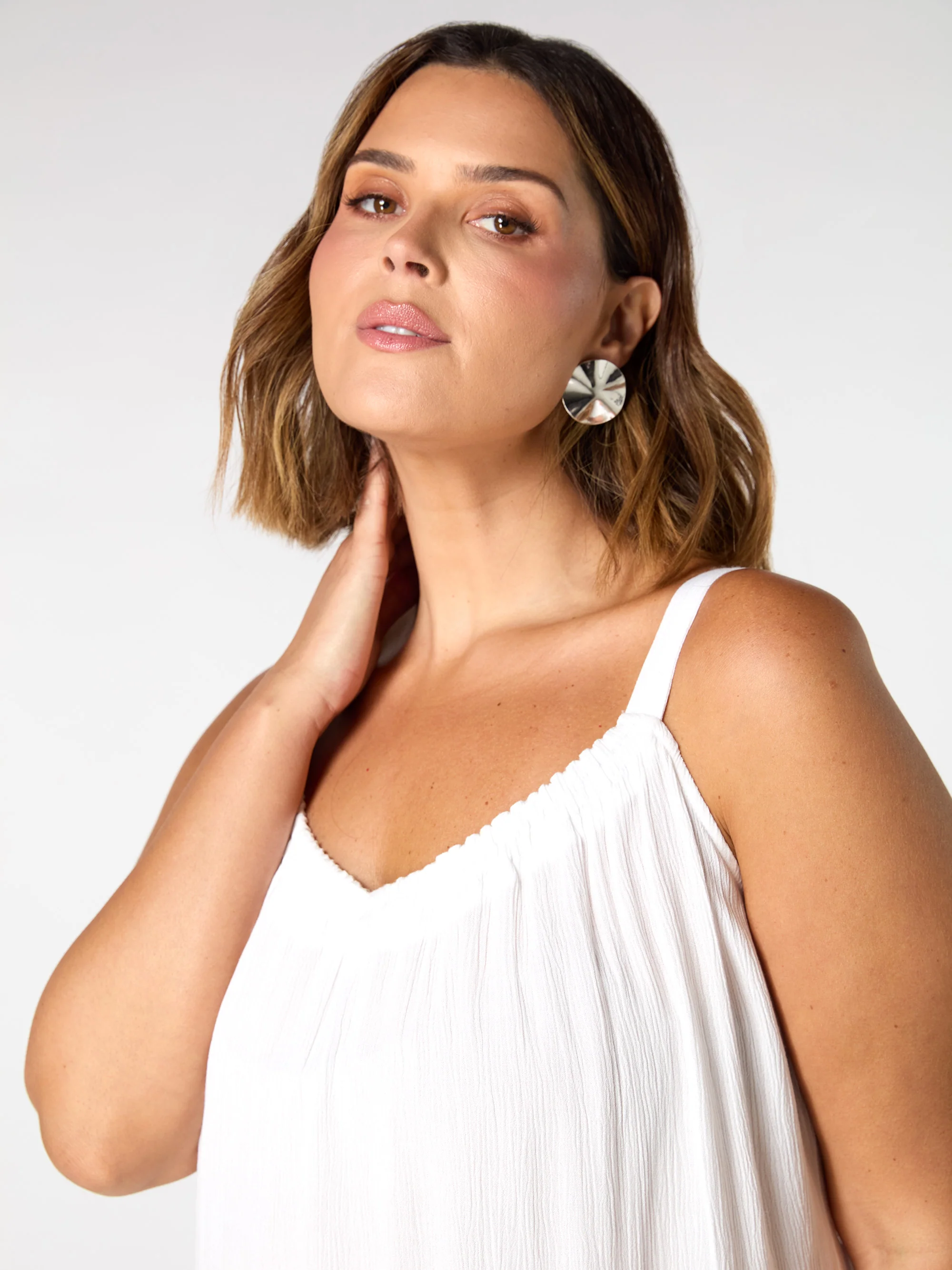 White Crinkle Gathered Cami - Image 4
