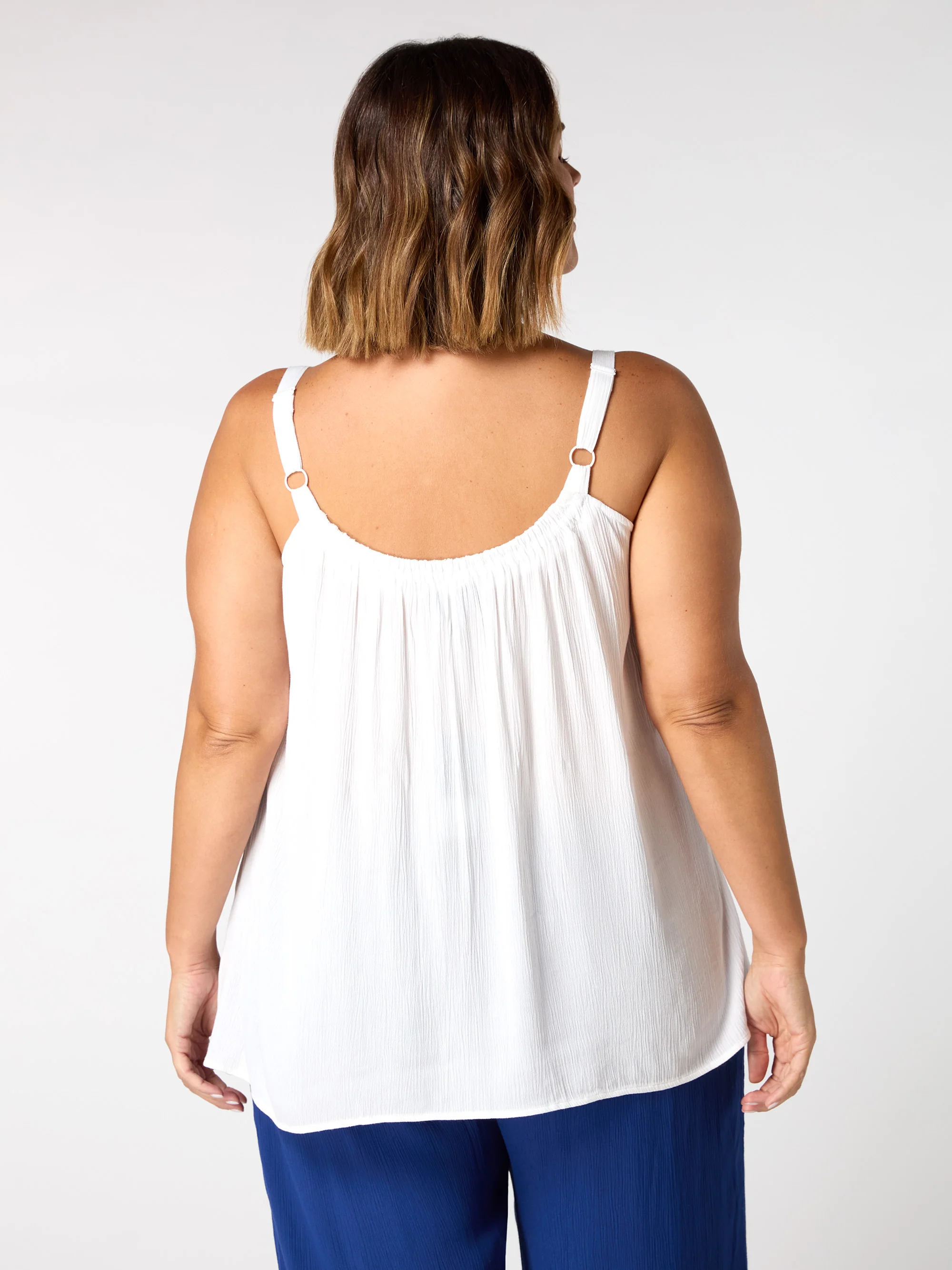 White Crinkle Gathered Cami - Image 5