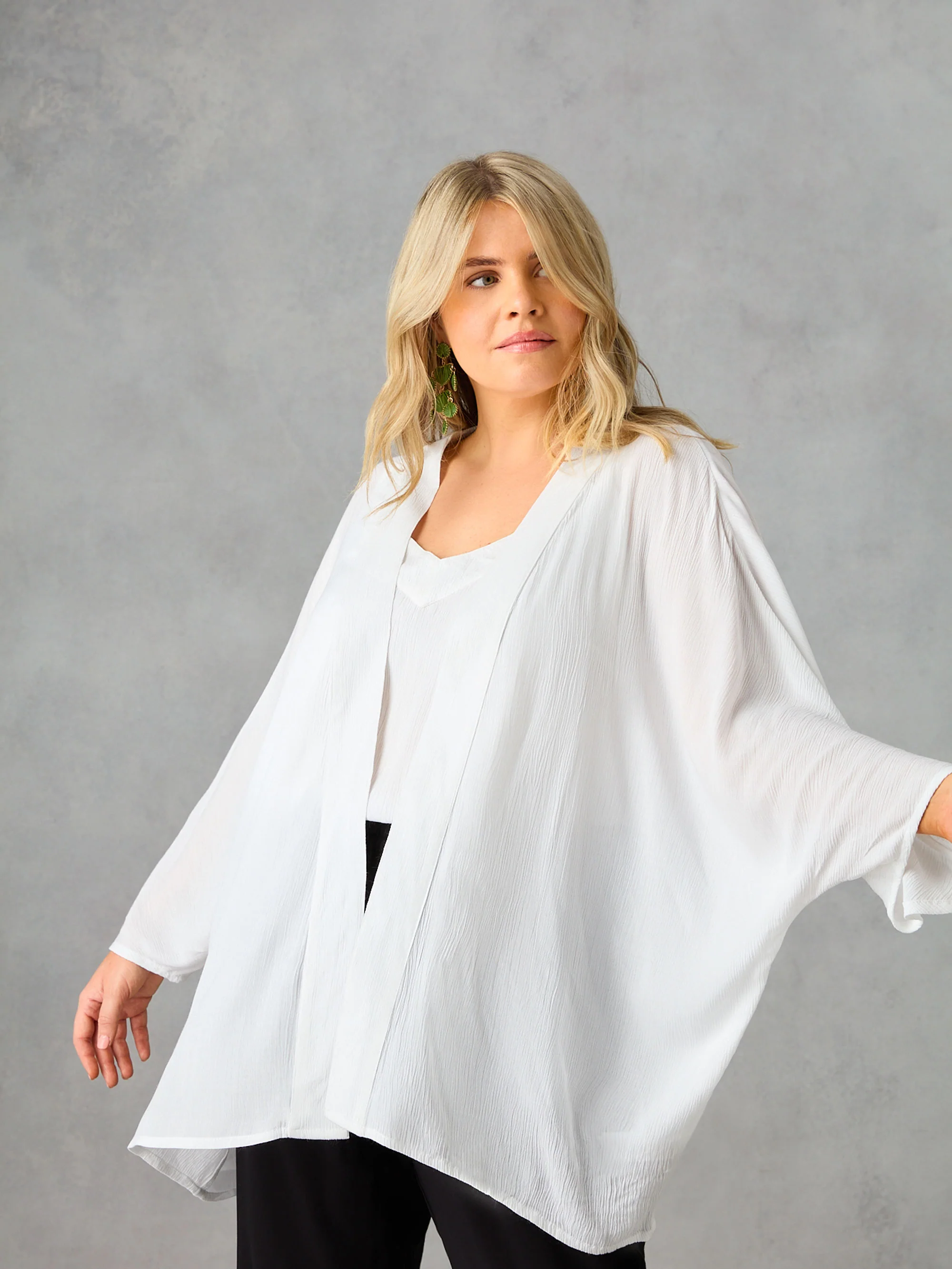 White Crinkle Kimono - Image 2