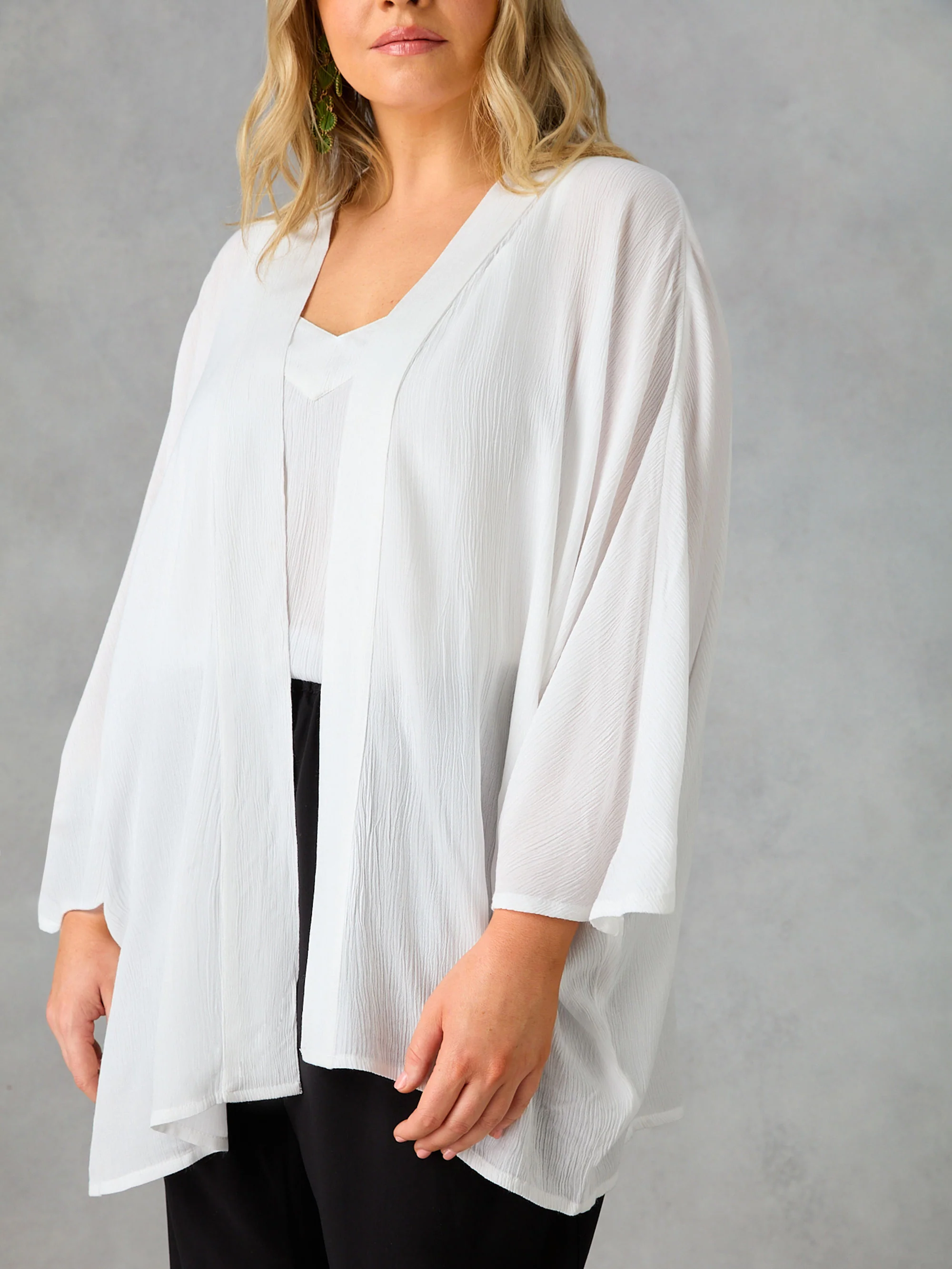 White Crinkle Kimono - Image 4