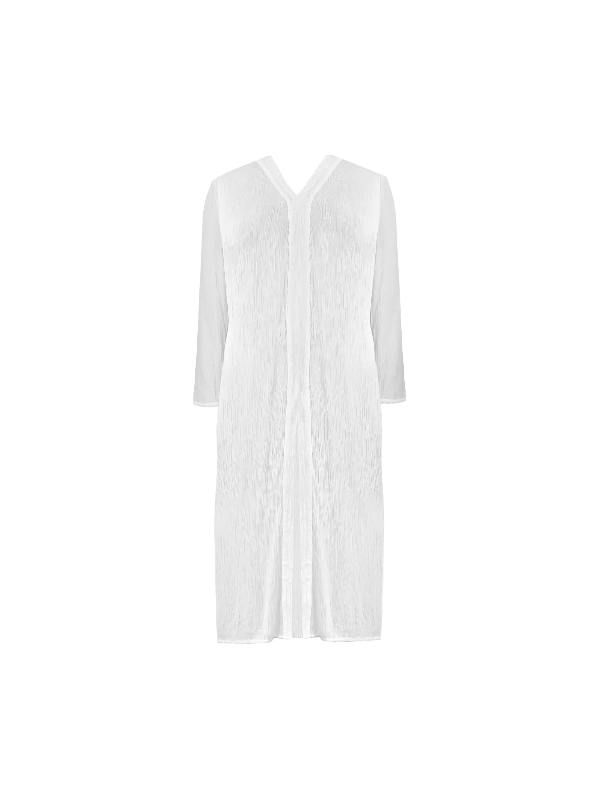 White Crinkle Split Front Longline Tunic - Image 4