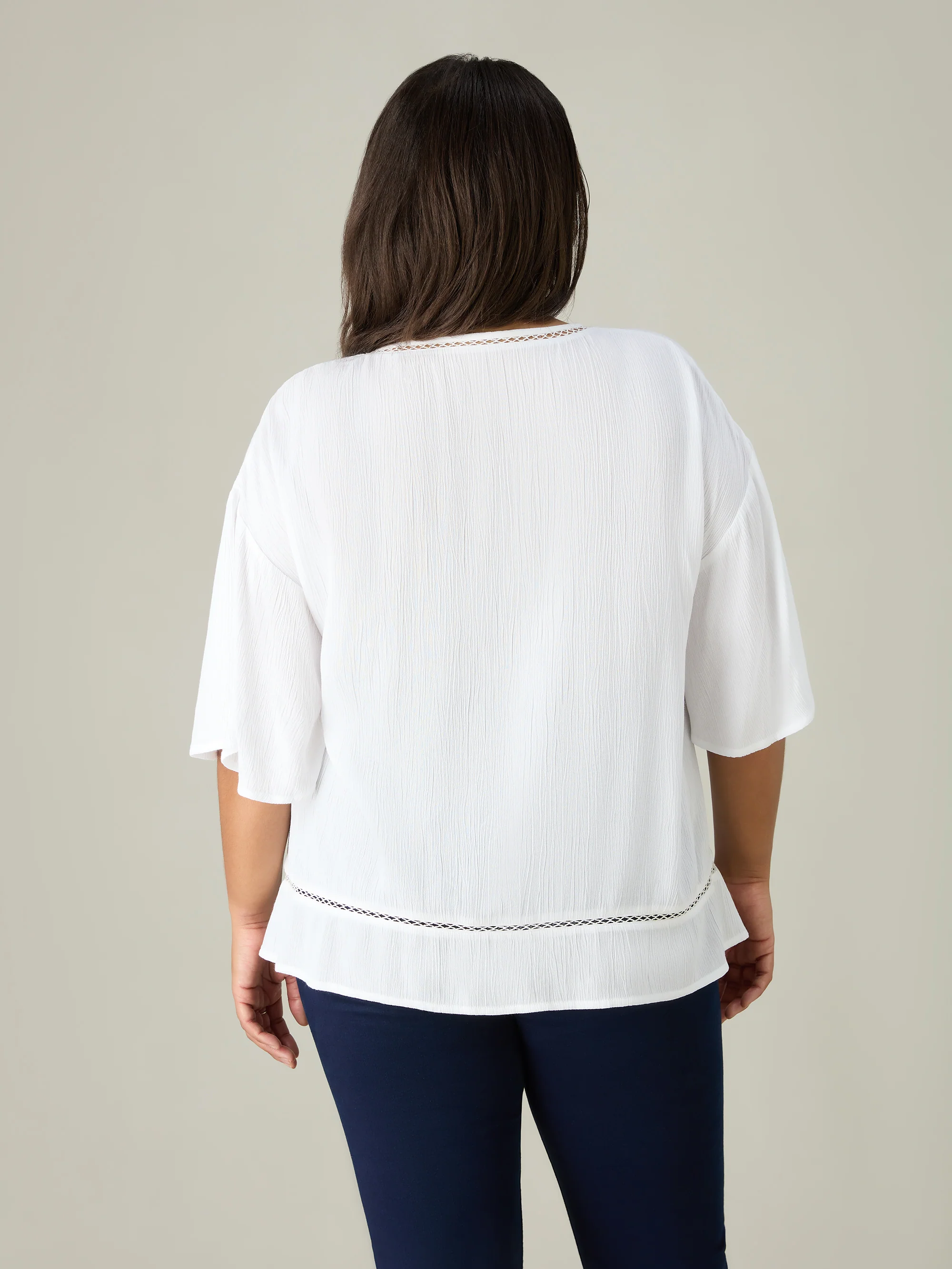 White Crinkle Tie Front Top - Image 5