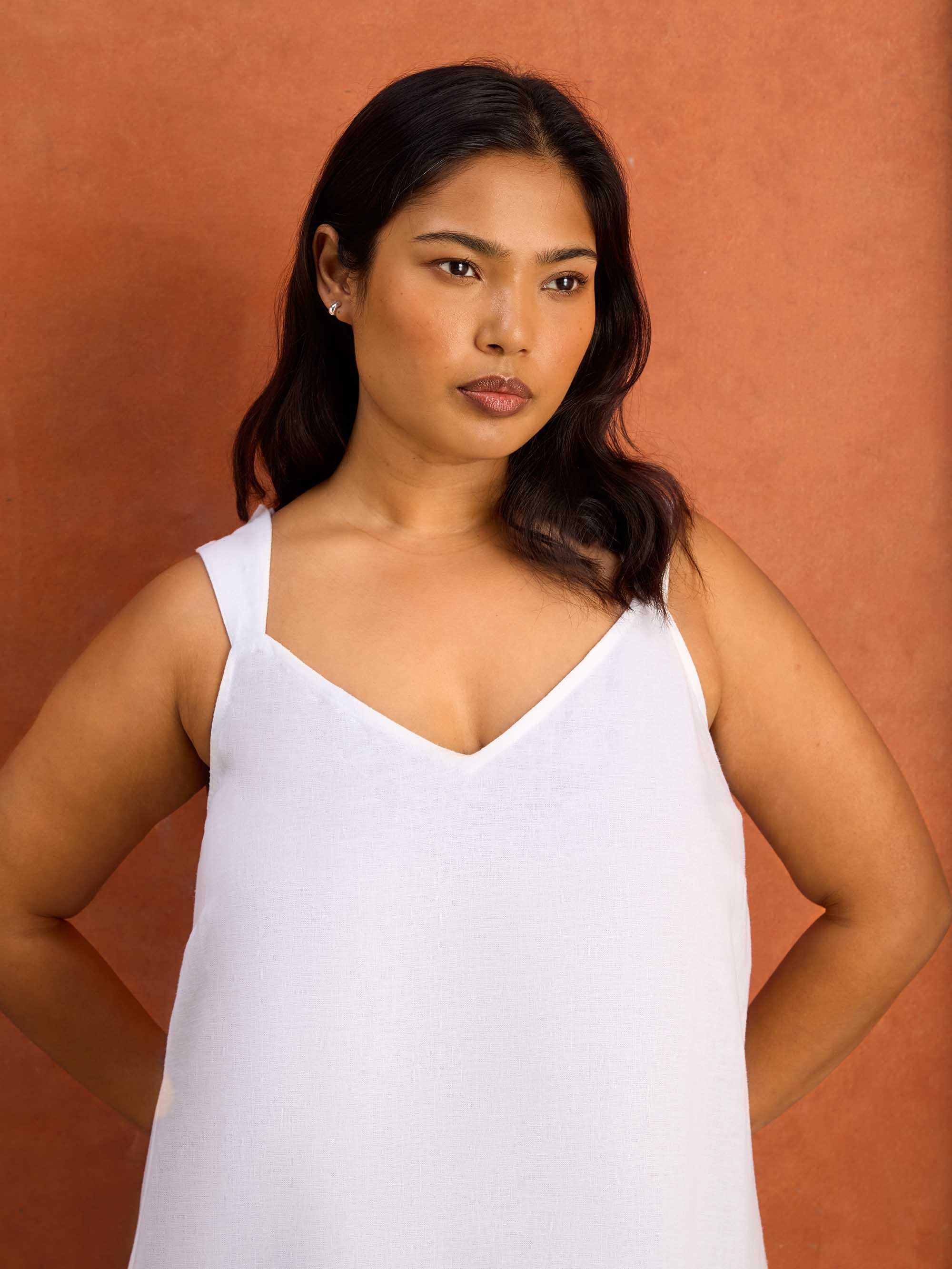 White Linen Blend Broderie Maxi Dress - Image 5
