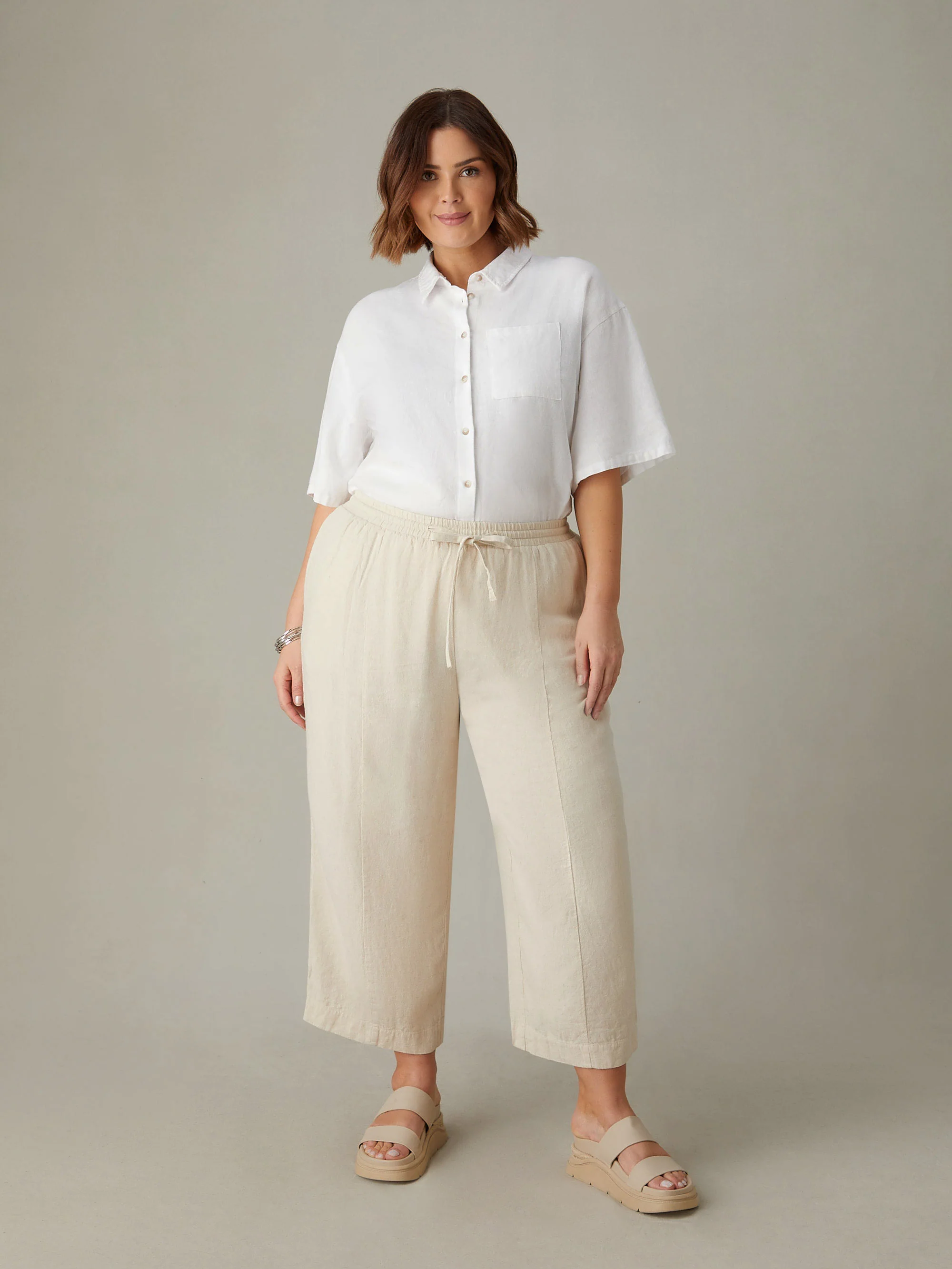 White Linen Mix Short Sleeve Shirt - Image 7