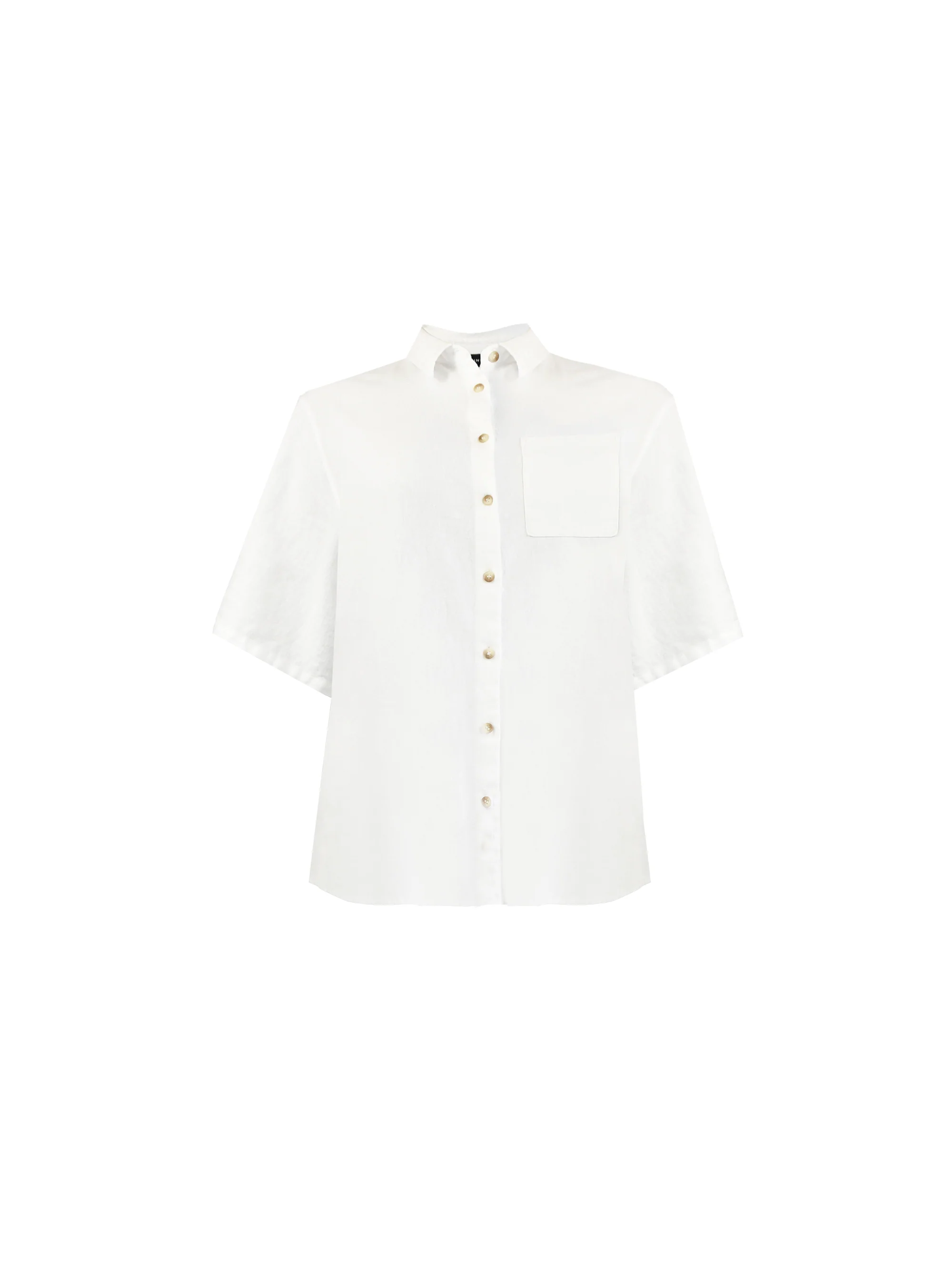 White Linen Mix Short Sleeve Shirt - Image 9