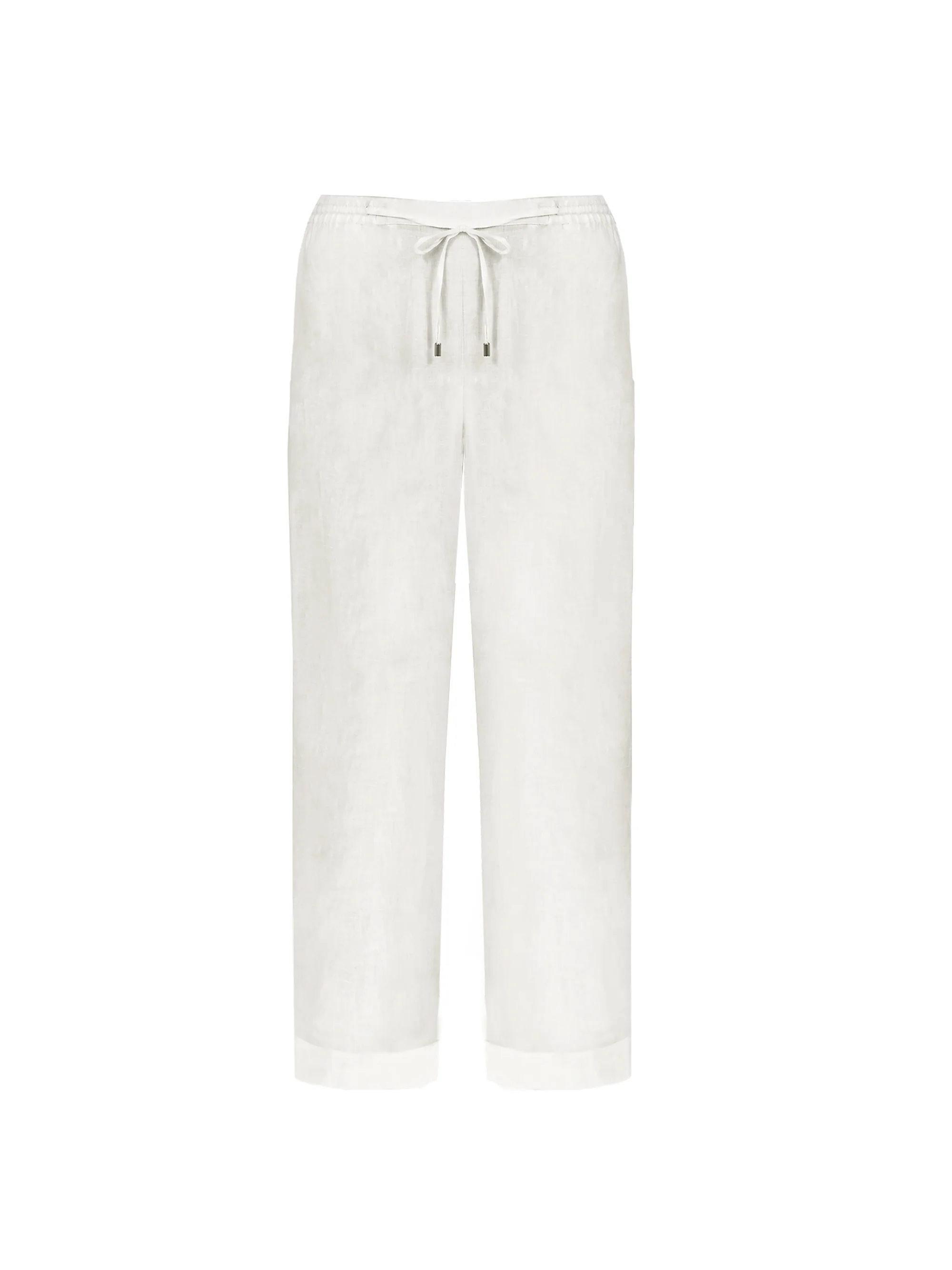 White Linen Straight Wide Leg Trouser - Image 5