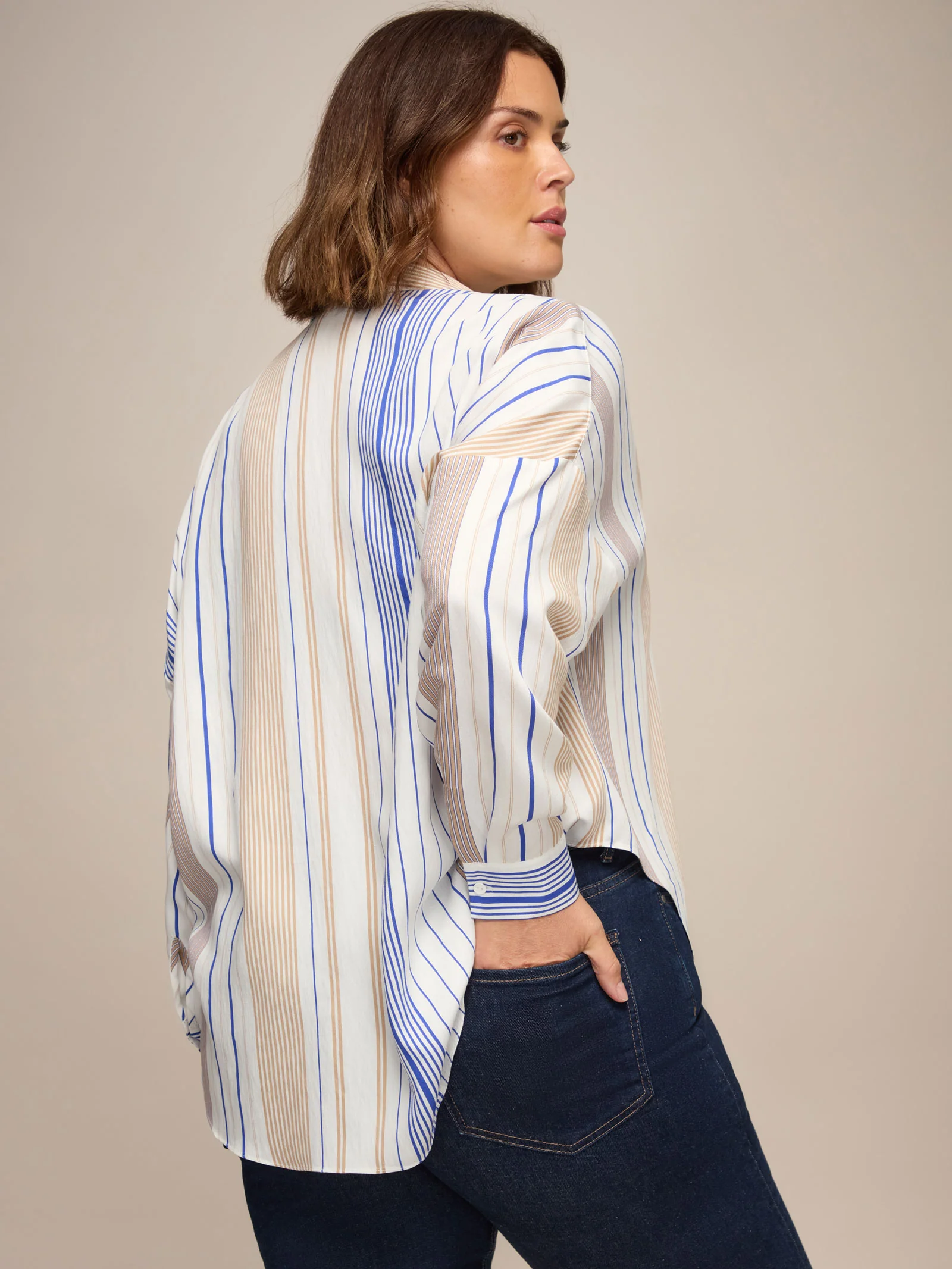 White Multi Stripe Chuck - On Shirt - Image 3