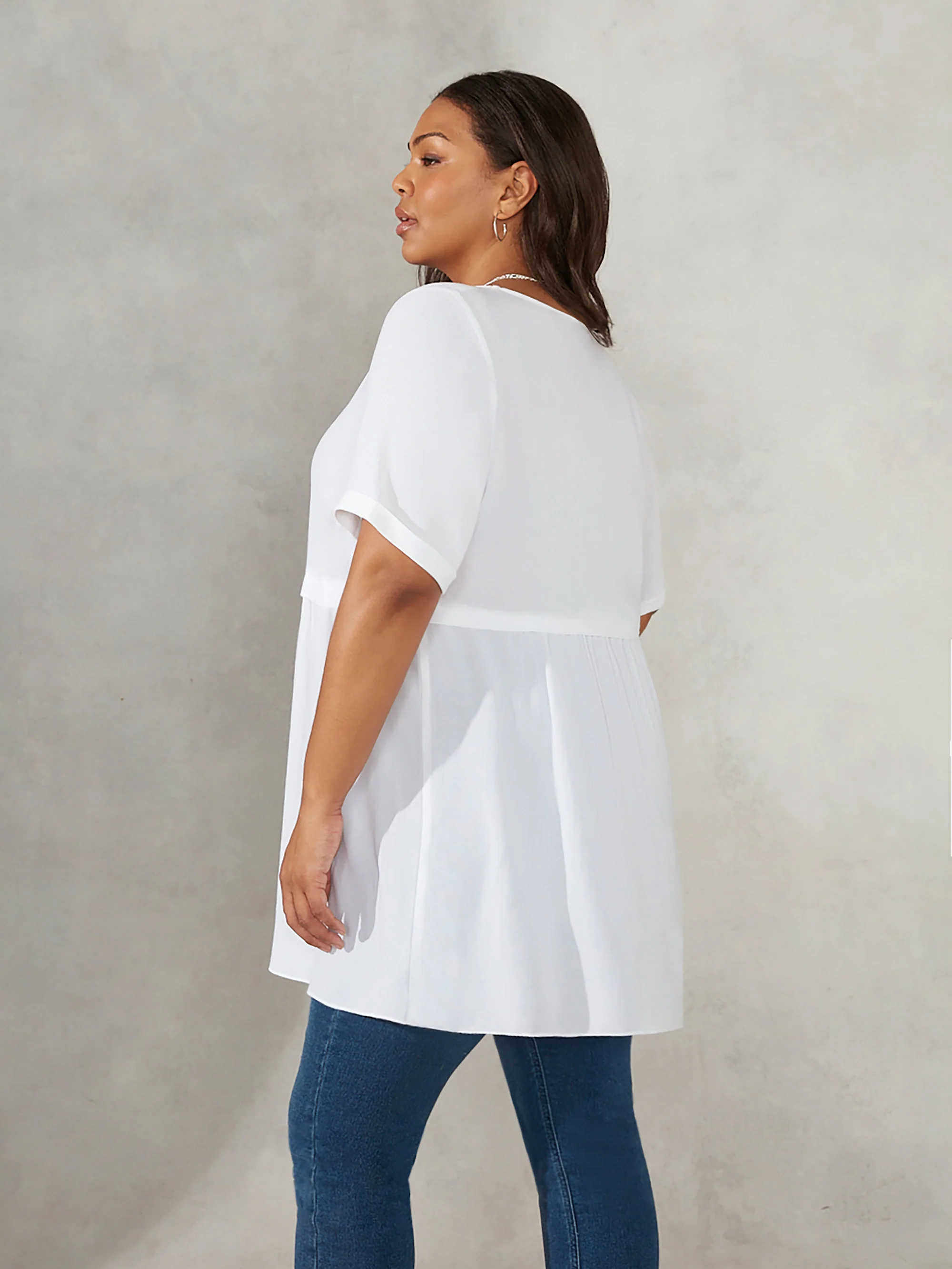 White Peplum Smock Blouse - Image 3
