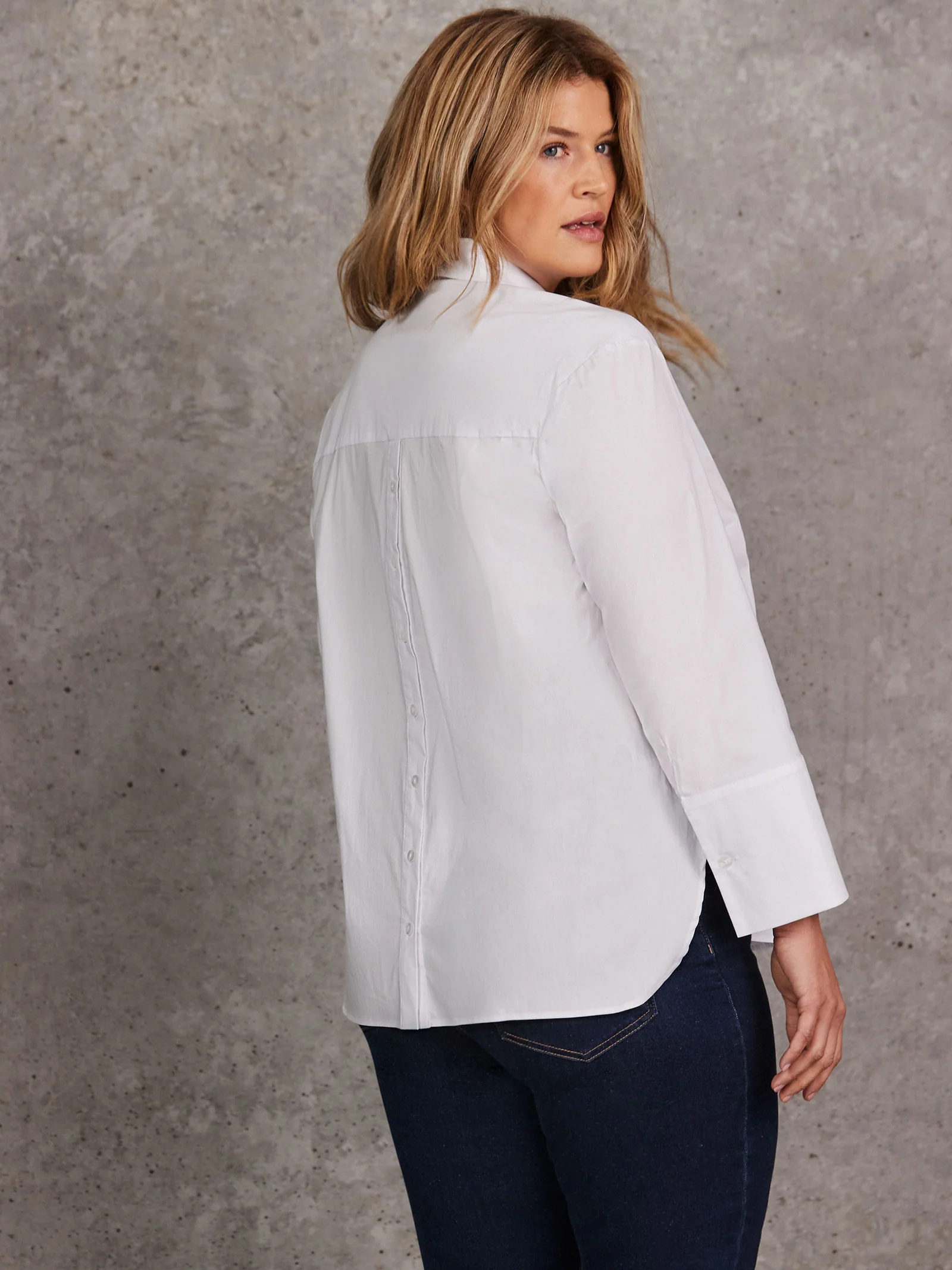 White Poplin Button Detail Shirt - Image 4
