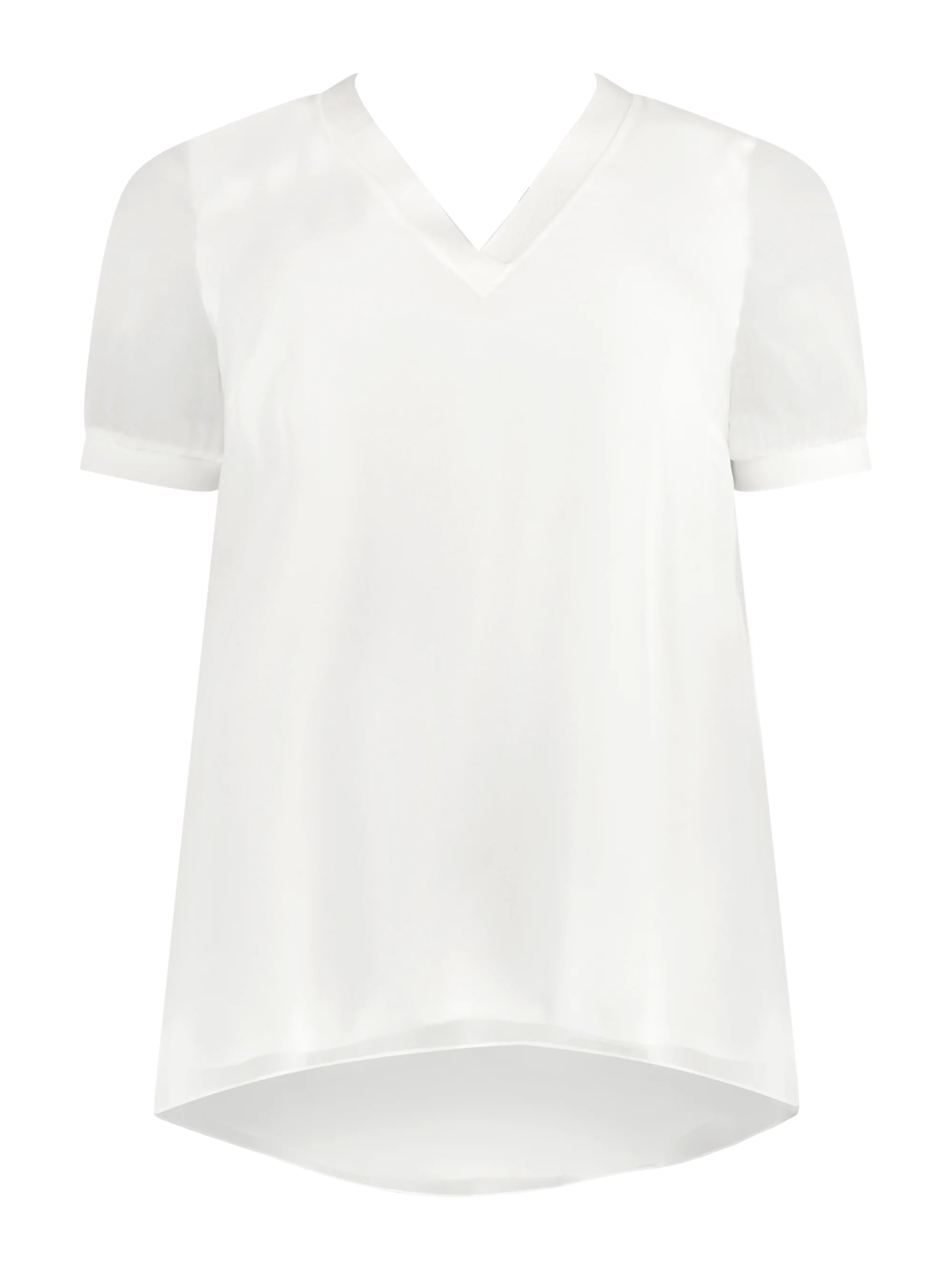 White Rib Trim Short Sleeve Blouse - Image 4