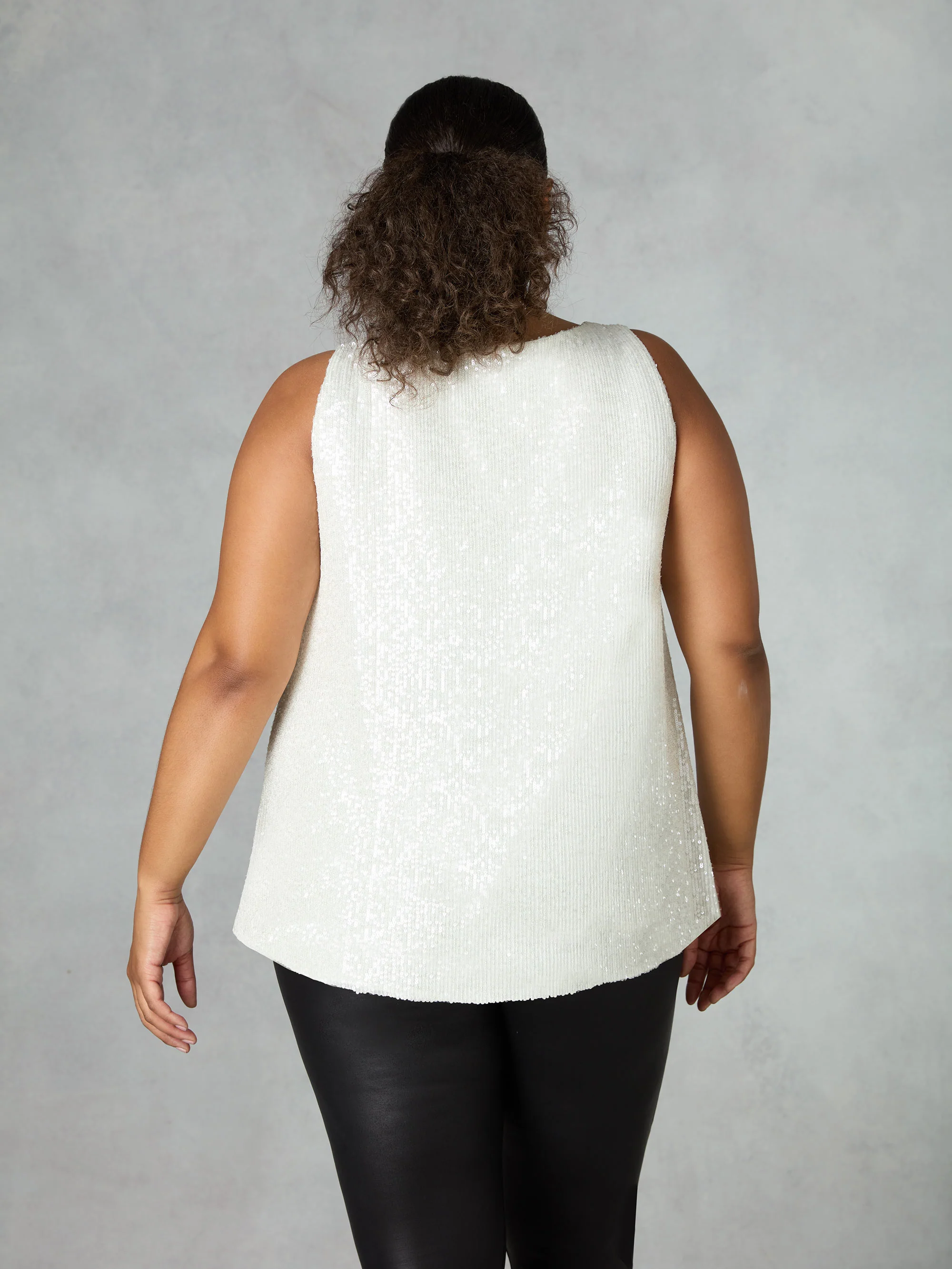 White Sequin Vest Top - Image 3