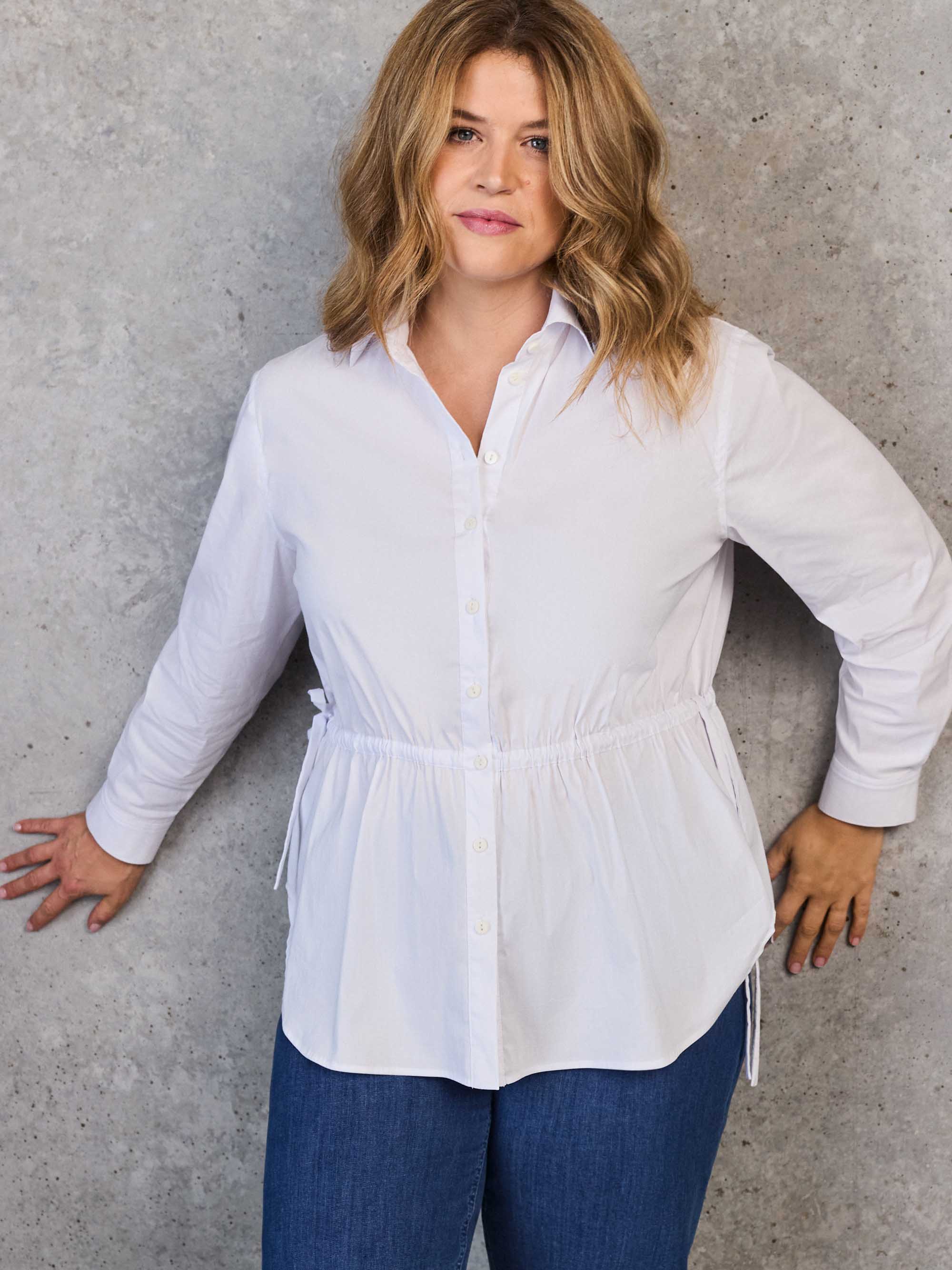 White Tie Waist Cotton Shirt - Image 4