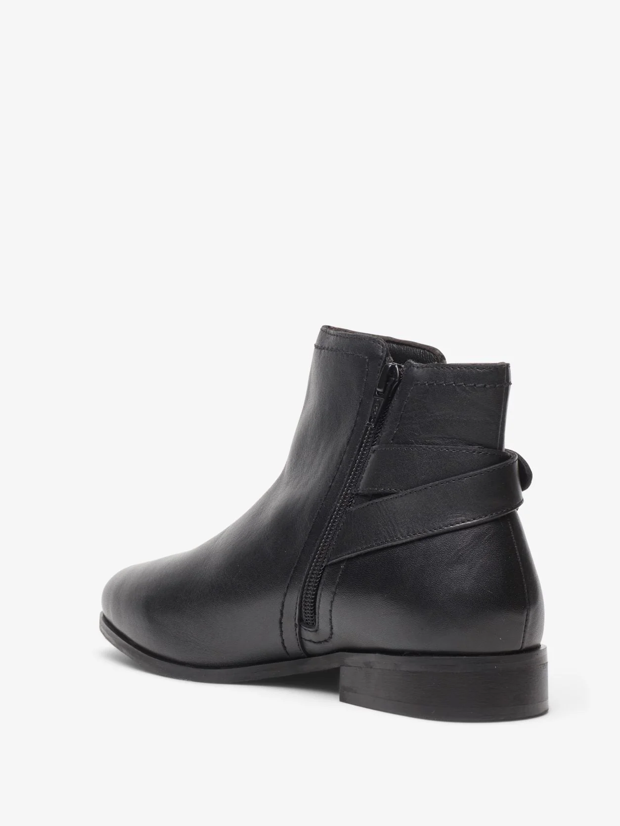 Wide Fit Black Leather Buckle Detail Leather Ankle Boots - Image 3