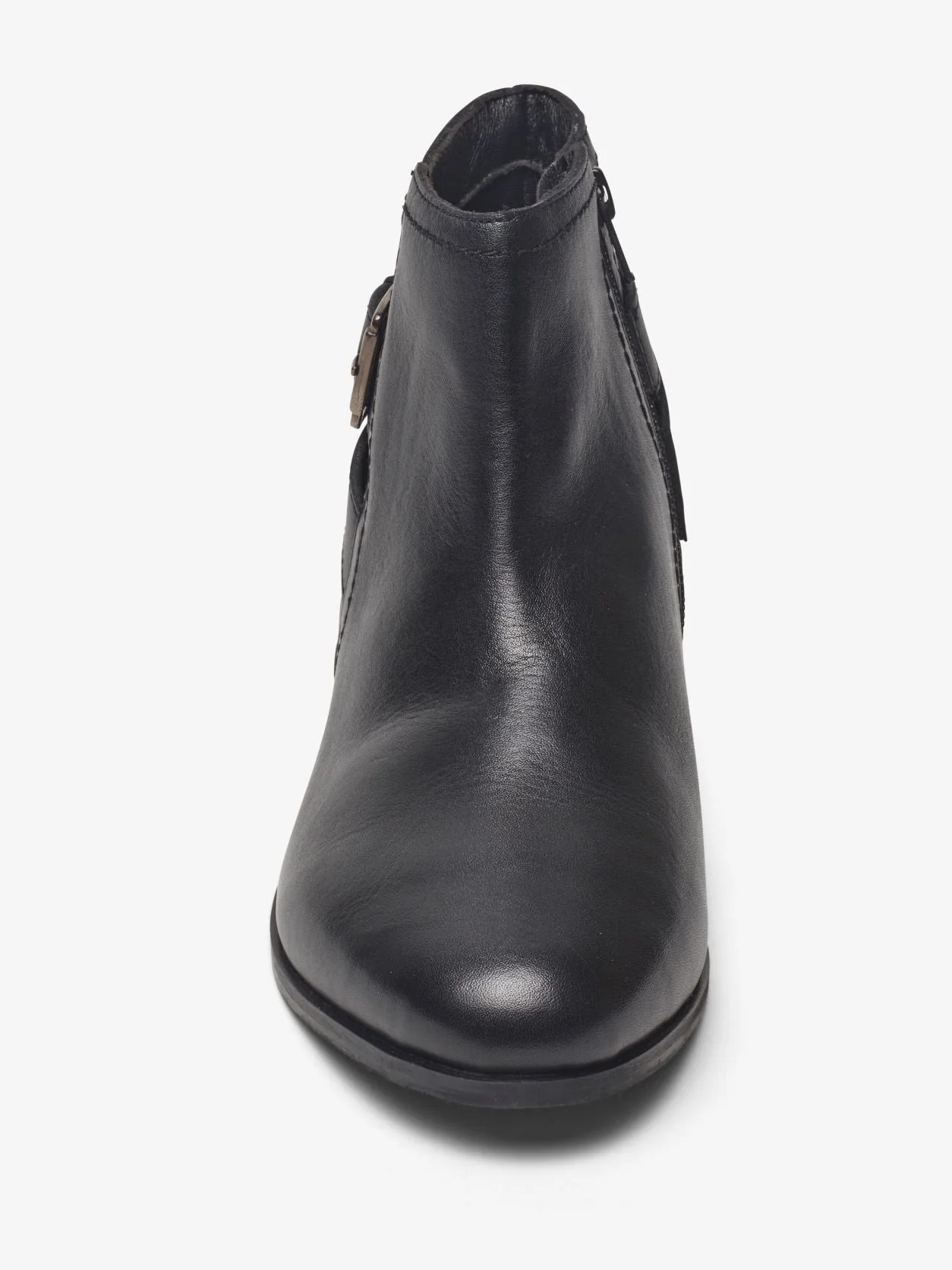 Wide Fit Black Leather Buckle Detail Leather Ankle Boots - Image 4