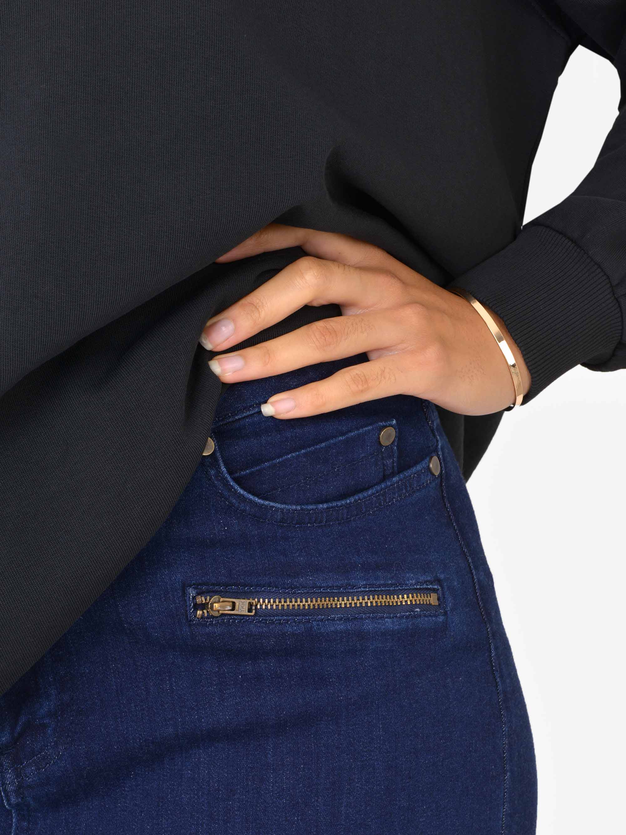 Zip Detail Jeans Blue - Image 3